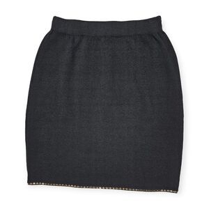 ST. JOHN Evening Vintage‎ Black Knit Skirt With Rhinestone Hem Women's Size 8